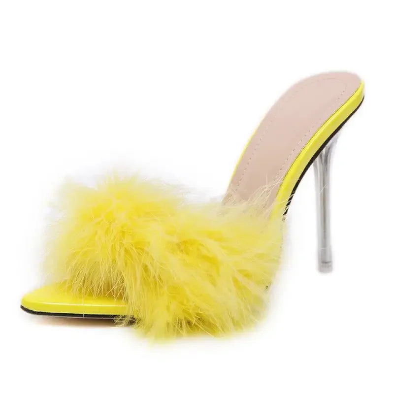 Feather Perspex Heels | Fashionsarah.com