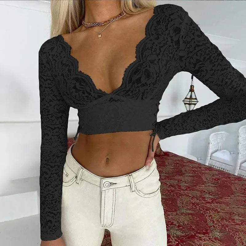 Women Lace See-Through Top | Fashionsarah.com