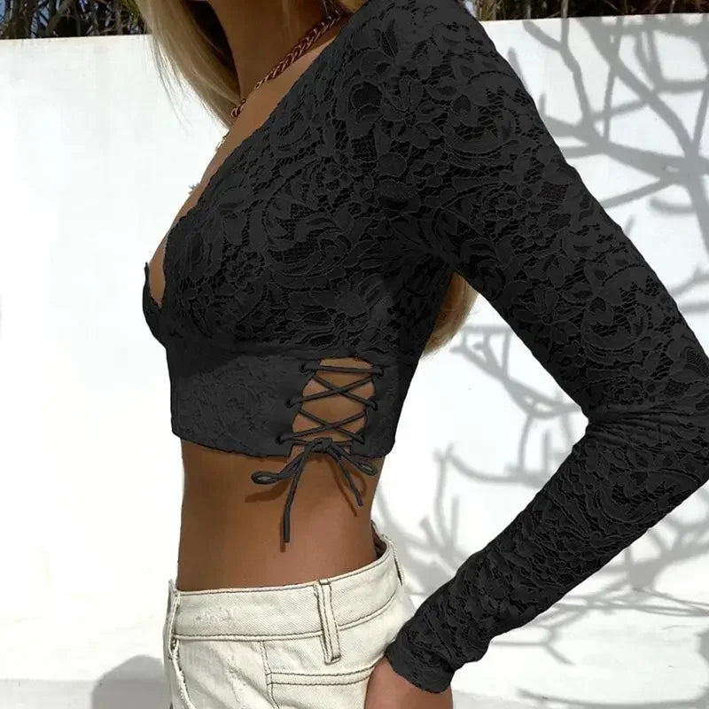 Women Lace See-Through Top | Fashionsarah.com