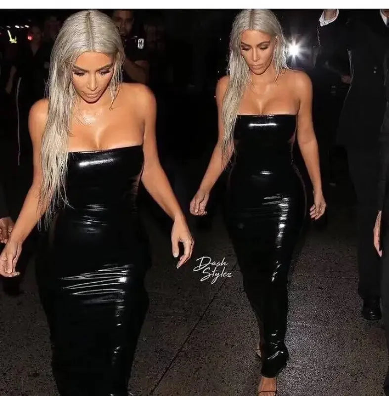 Latex Leather Tube Dress | Fashionsarah.com