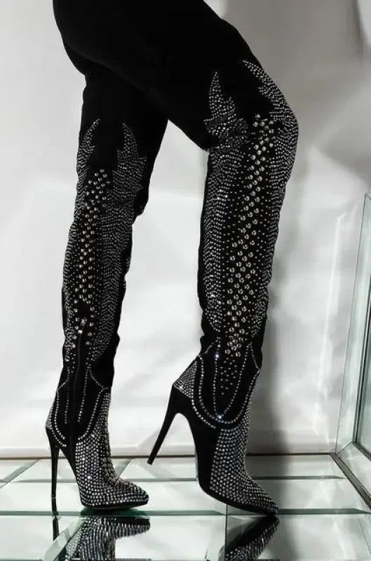 Diamond Over The Knee Boots | Fashionsarah.com