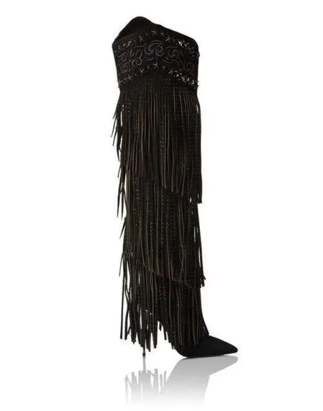 Crystal Tassel Embroidery Boots | Fashionsarah.com