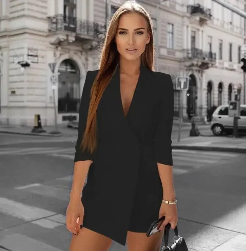 Fashion Playsuit Blazer 3/4 Sleeve | Fashionsarah.com