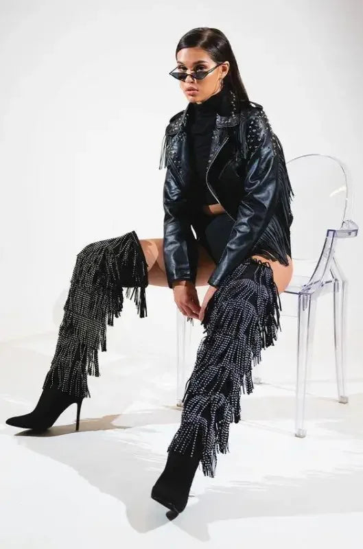 Crystal Tassel Long Boots | Fashionsarah.com