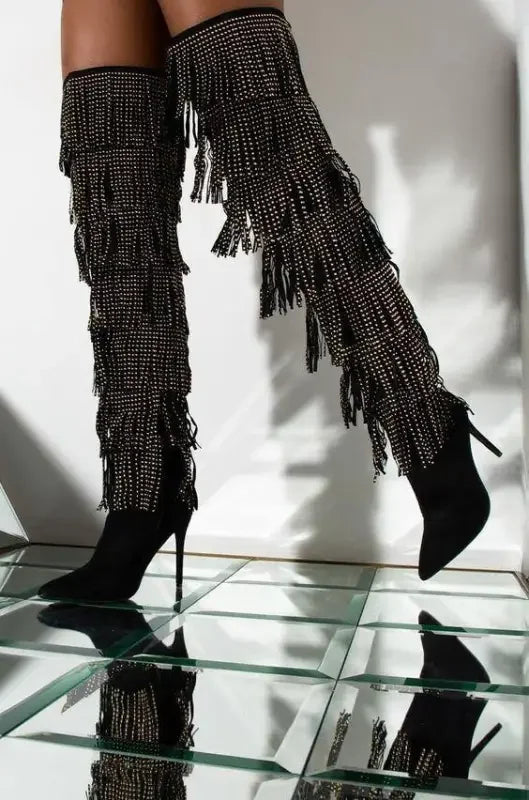 Crystal Tassel Long Boots | Fashionsarah.com