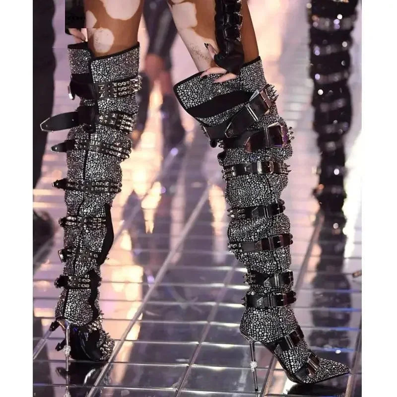 Rhinestone Runway Boots | Fashionsarah.com