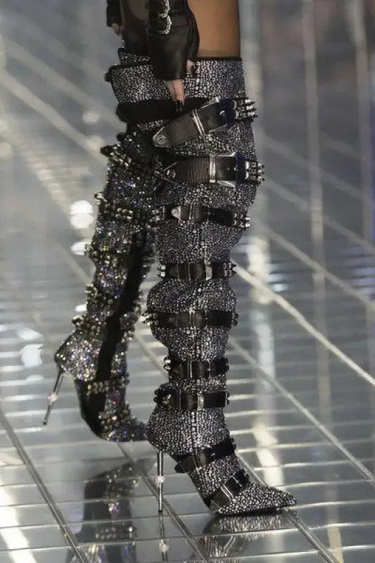 Rhinestone Runway Boots | Fashionsarah.com