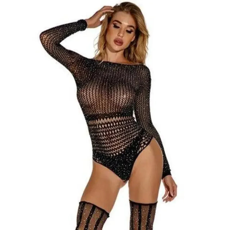 Rhinestone Elastic Bodysuit | Fashionsarah.com