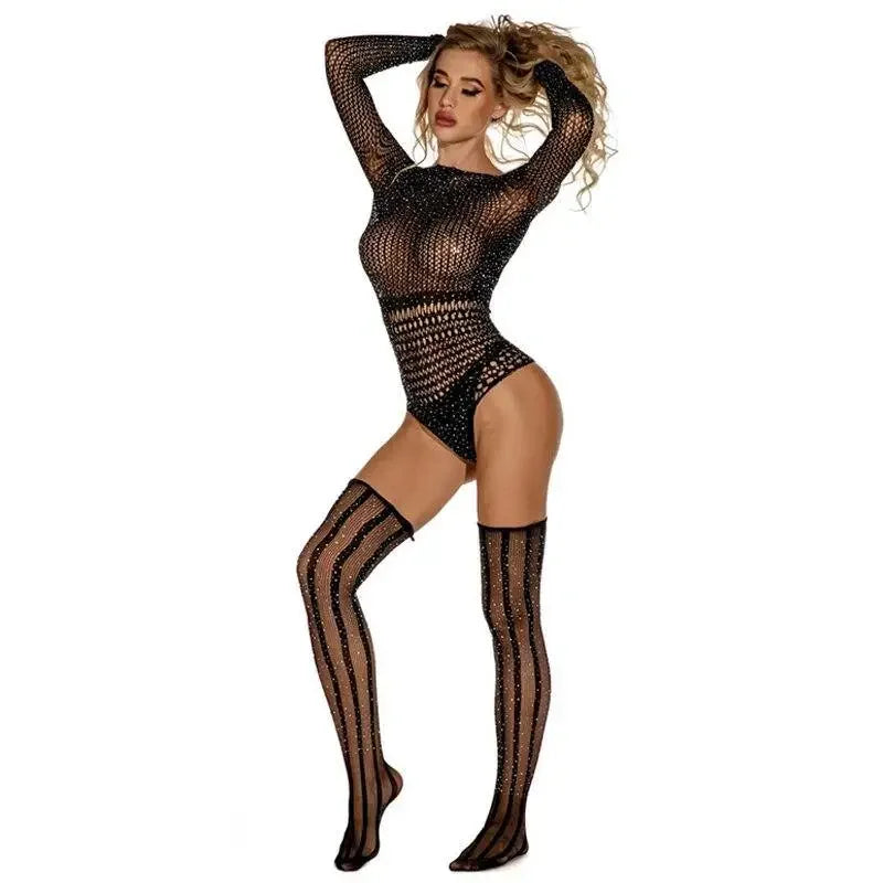 Rhinestone Elastic Bodysuit | Fashionsarah.com