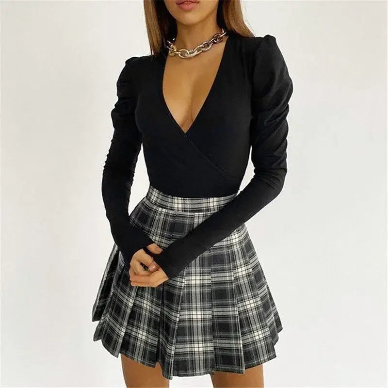 Elastic V Neck Bodysuits | Fashionsarah.com