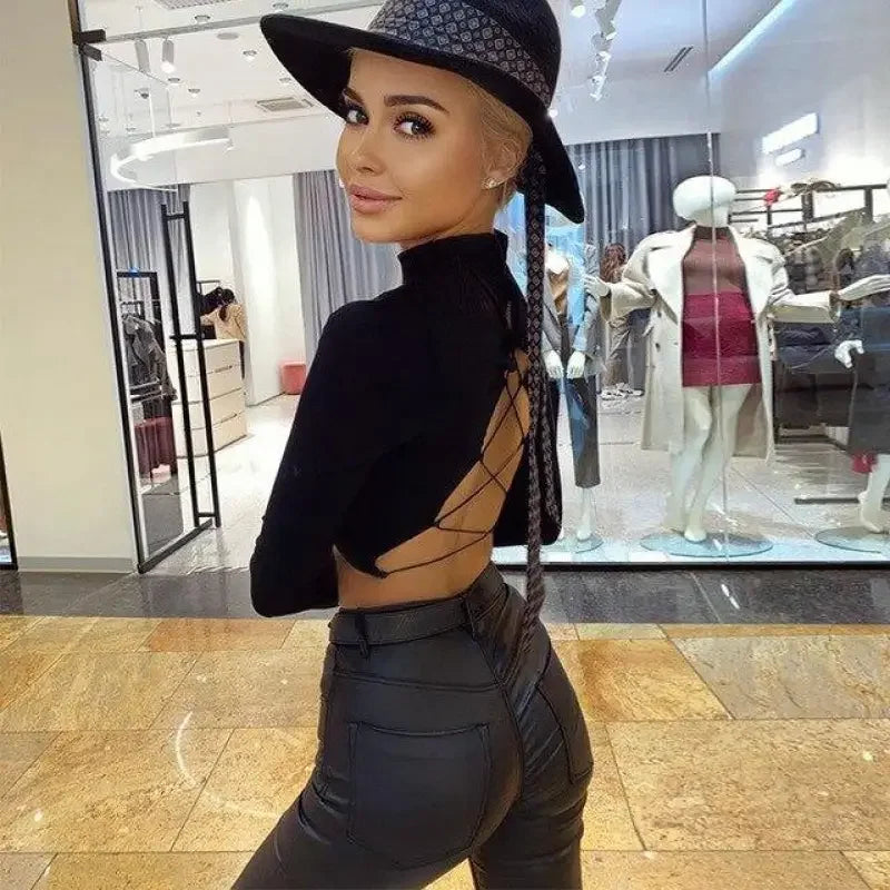 Backless Cross Women T Shirt | Fashionsarah.com