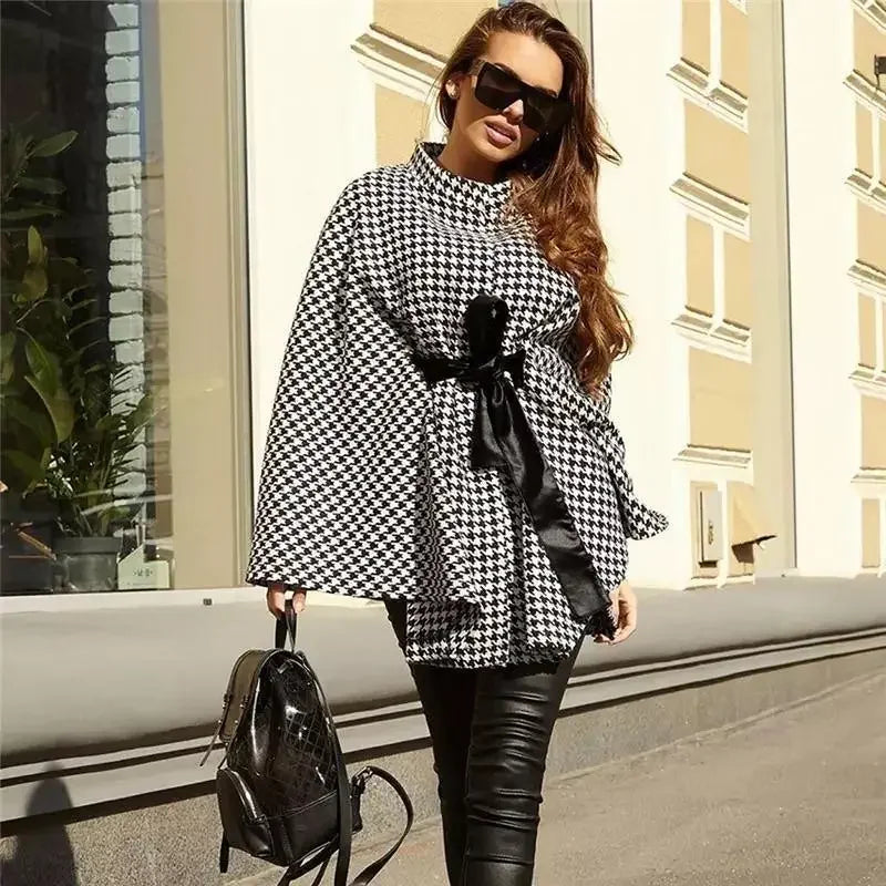 Houndstooth Cape Coat | Fashionsarah.com
