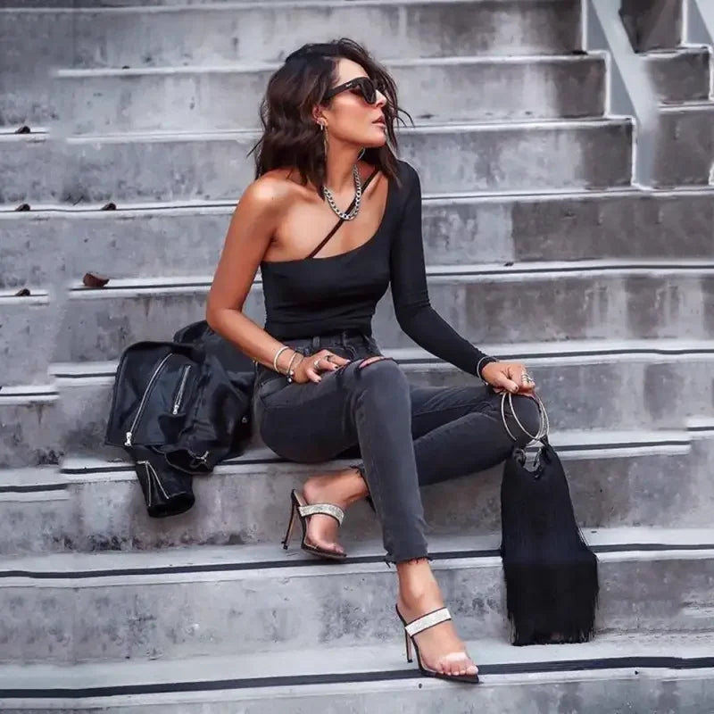 One Shoulder bodysuit | Fashionsarah.com