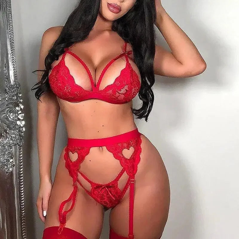 Deep V Open-buttock Suspenders Cross Garter 3 Pcs | Fashionsarah.com