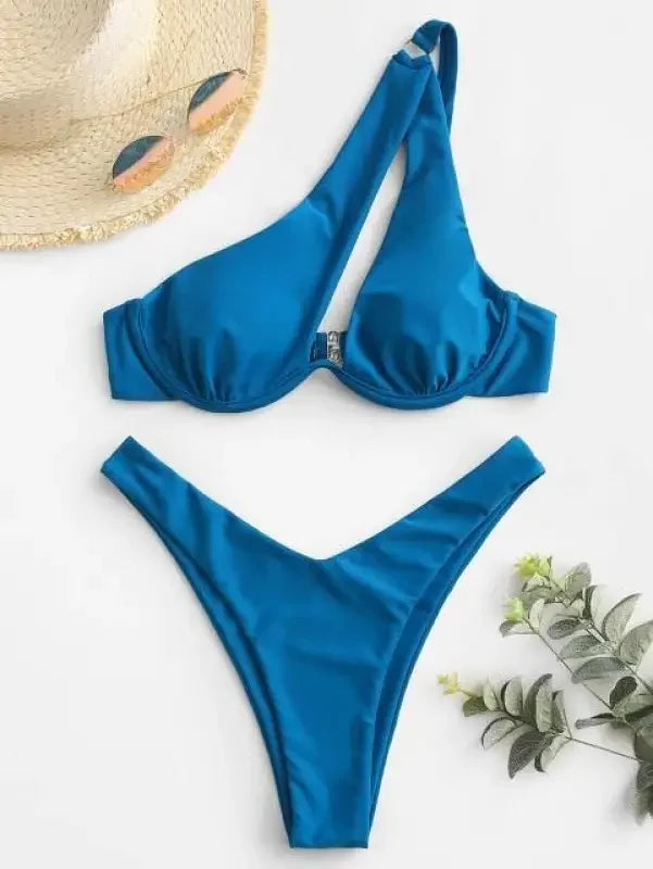 One Shoulder Padded Bikini Sets | Fashionsarah.com