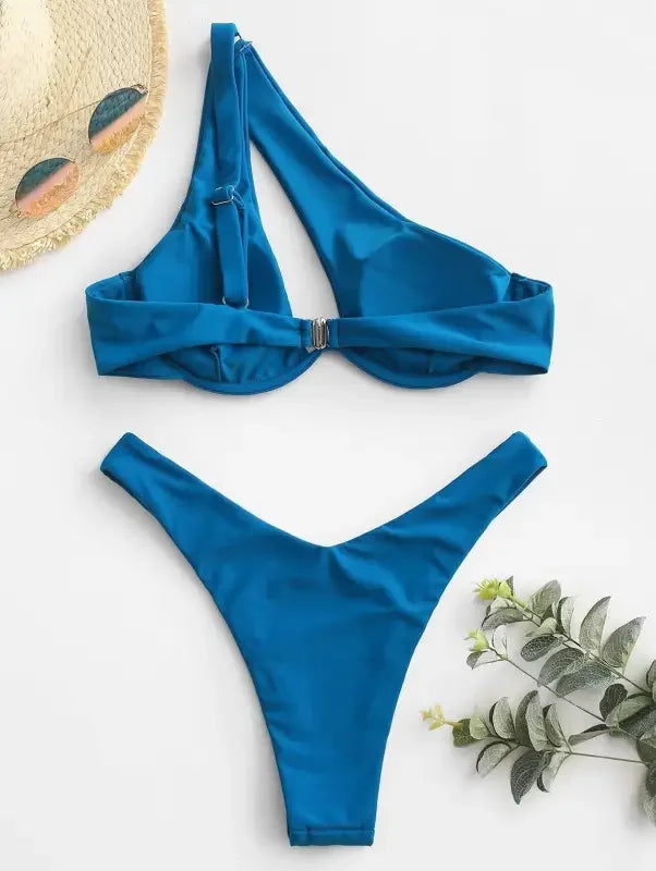 One Shoulder Padded Bikini Sets | Fashionsarah.com