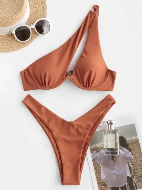 One Shoulder Padded Bikini Sets | Fashionsarah.com