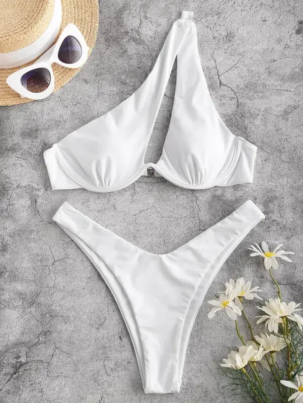 One Shoulder Padded Bikini Sets | Fashionsarah.com