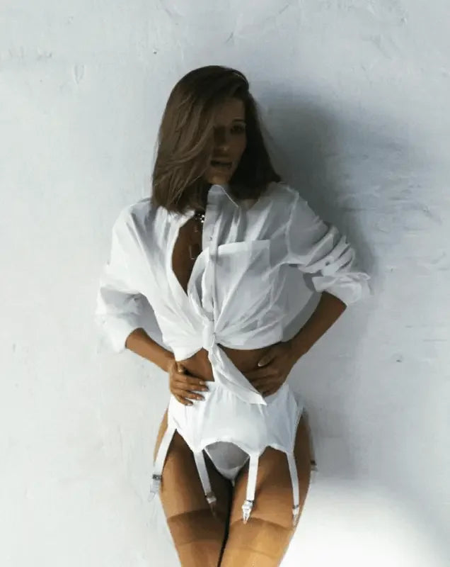 Mesh Garter Belt Stockings 6 Metal Buckles Straps | Fashionsarah.com