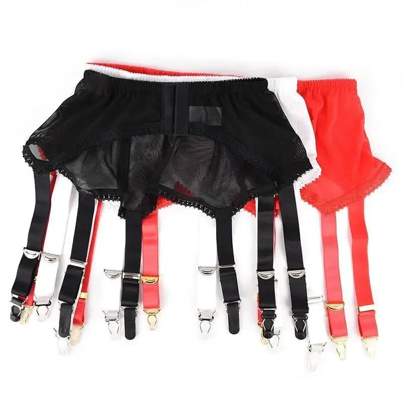 Mesh Garter Belt Stockings 6 Metal Buckles Straps | Fashionsarah.com