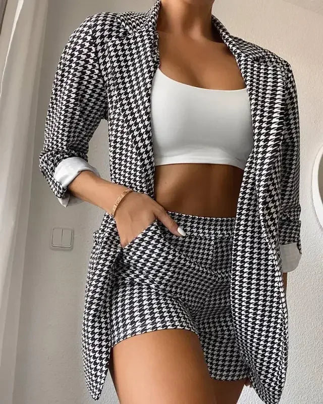 Grid Coats Suit Set | Fashionsarah.com