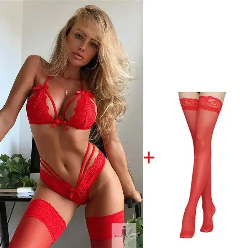 Fashionsarah.com Fashionsarah.com Bowknot Lace Trim Lingerie Sets