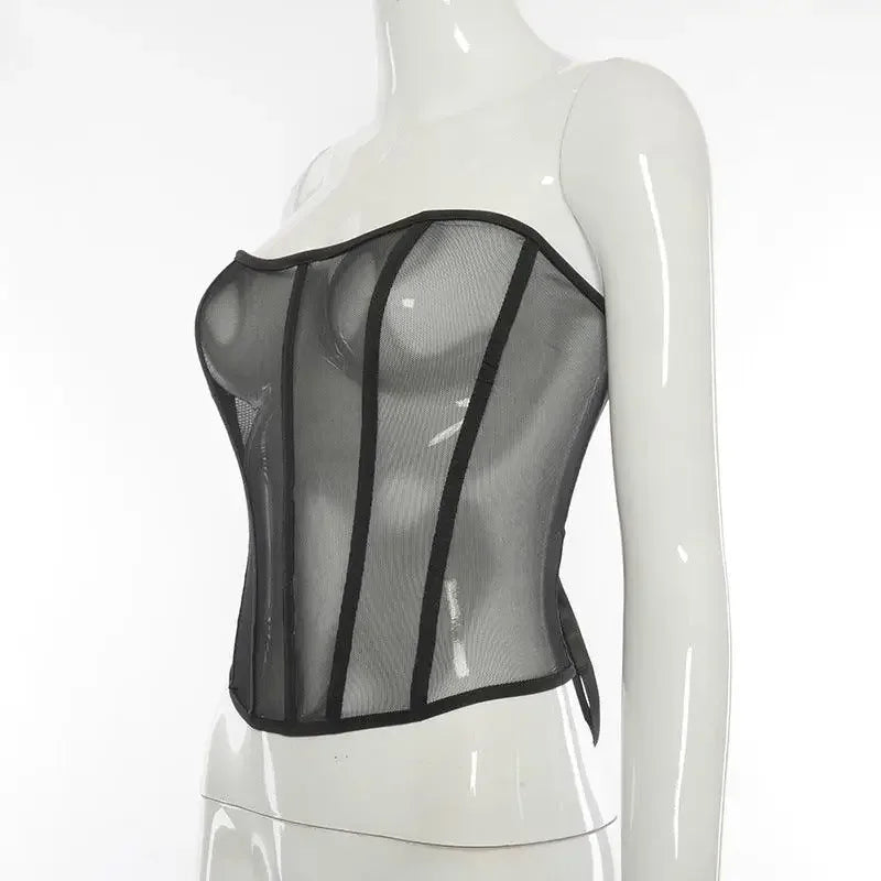 Women Mesh Boned Corset Top | Fashionsarah.com