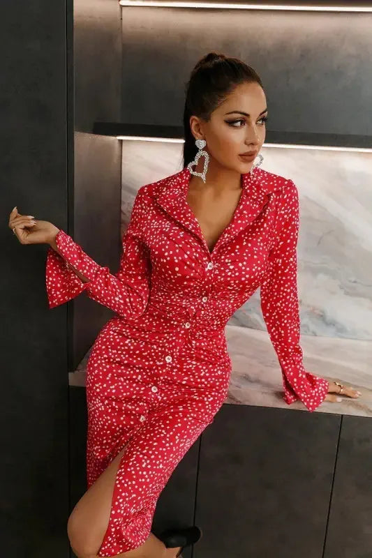 Polka dot Satin dress | Fashionsarah.com