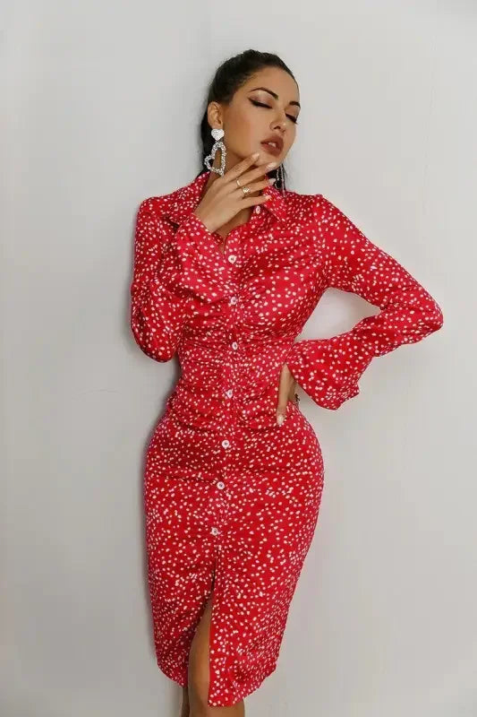 Polka dot Satin dress | Fashionsarah.com