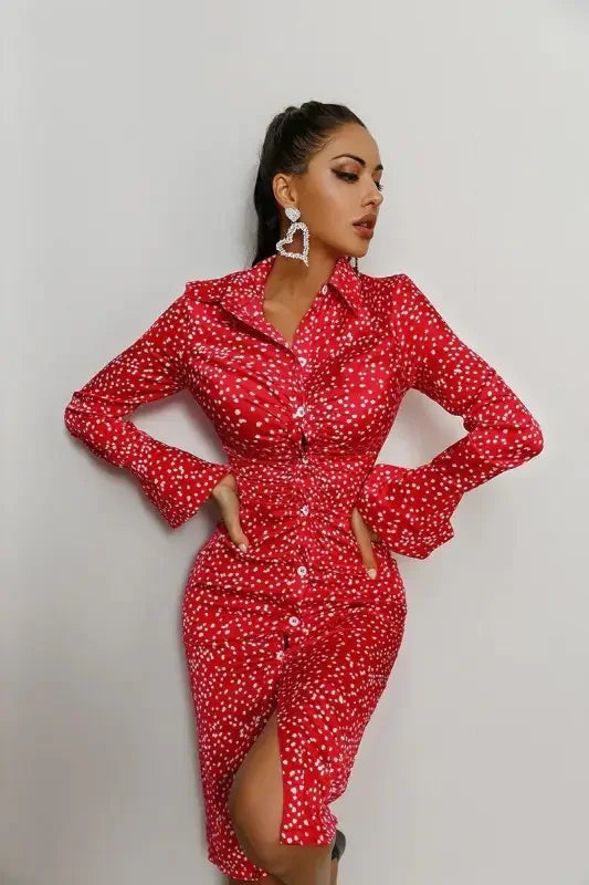 Polka dot Satin dress | Fashionsarah.com