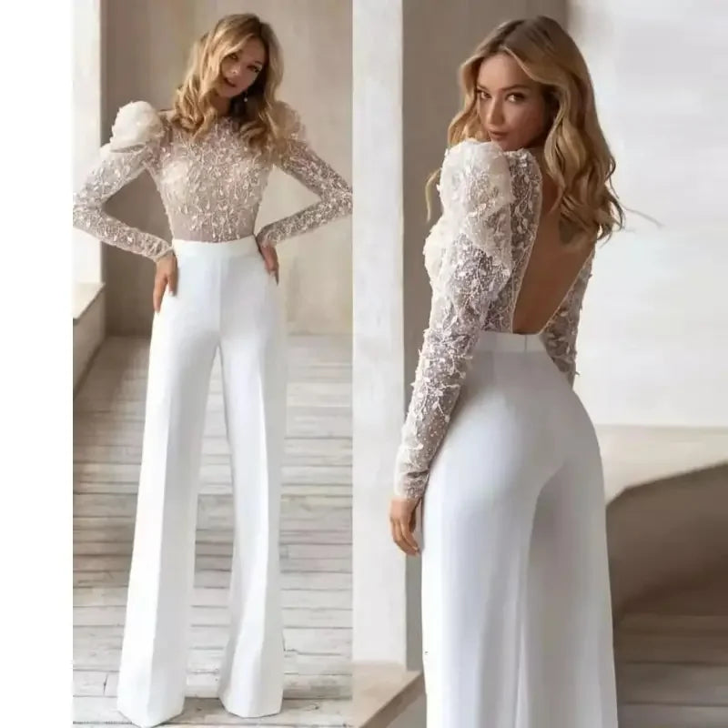 White Wedding Jumpsuits | Fashionsarah.com