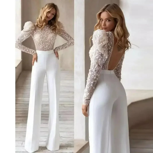 White Wedding Jumpsuits | Fashionsarah.com