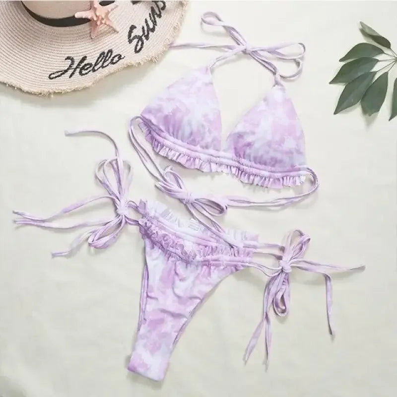 Tie Dye Ruffle Beachwear | Fashionsarah.com