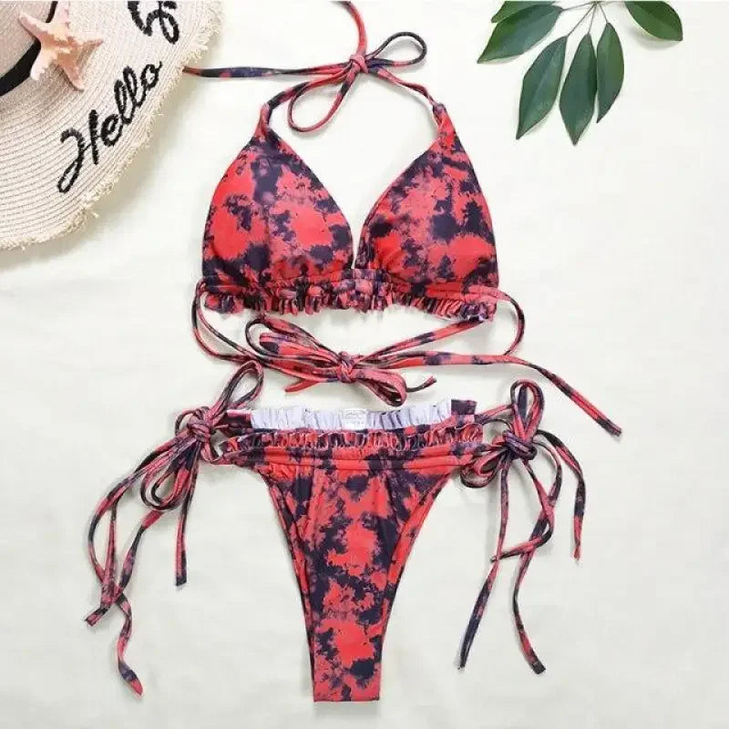 Tie Dye Ruffle Beachwear | Fashionsarah.com