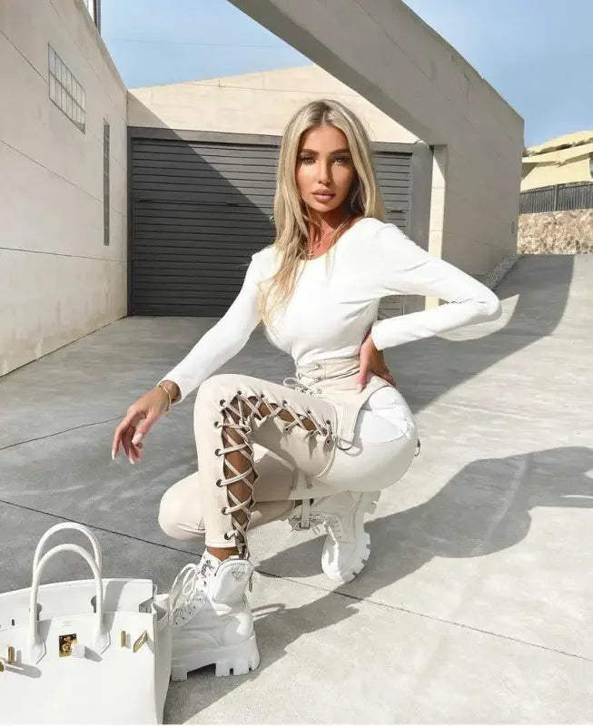 White Mid heeled Boots | Fashionsarah.com