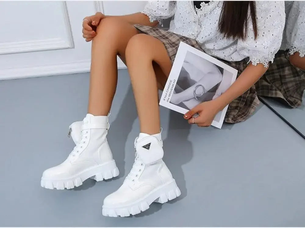 White Mid heeled Boots | Fashionsarah.com