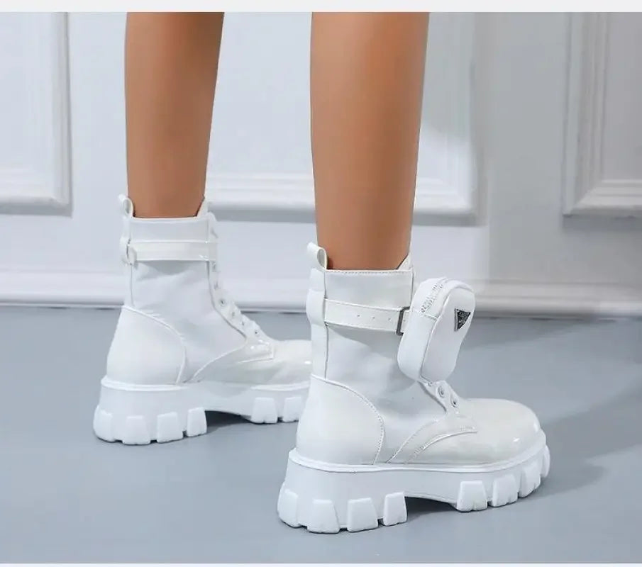 White Mid heeled Boots | Fashionsarah.com