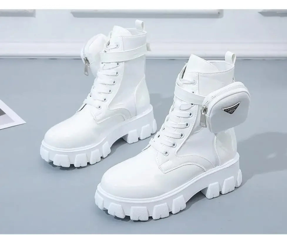 White Mid heeled Boots | Fashionsarah.com