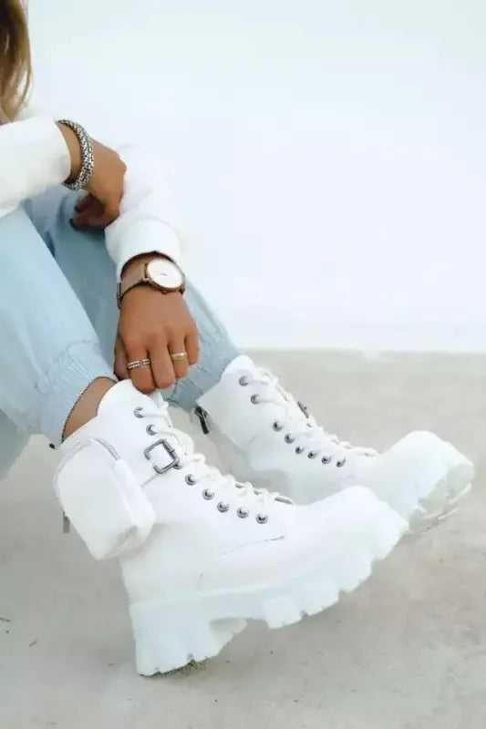 White Mid heeled Boots | Fashionsarah.com