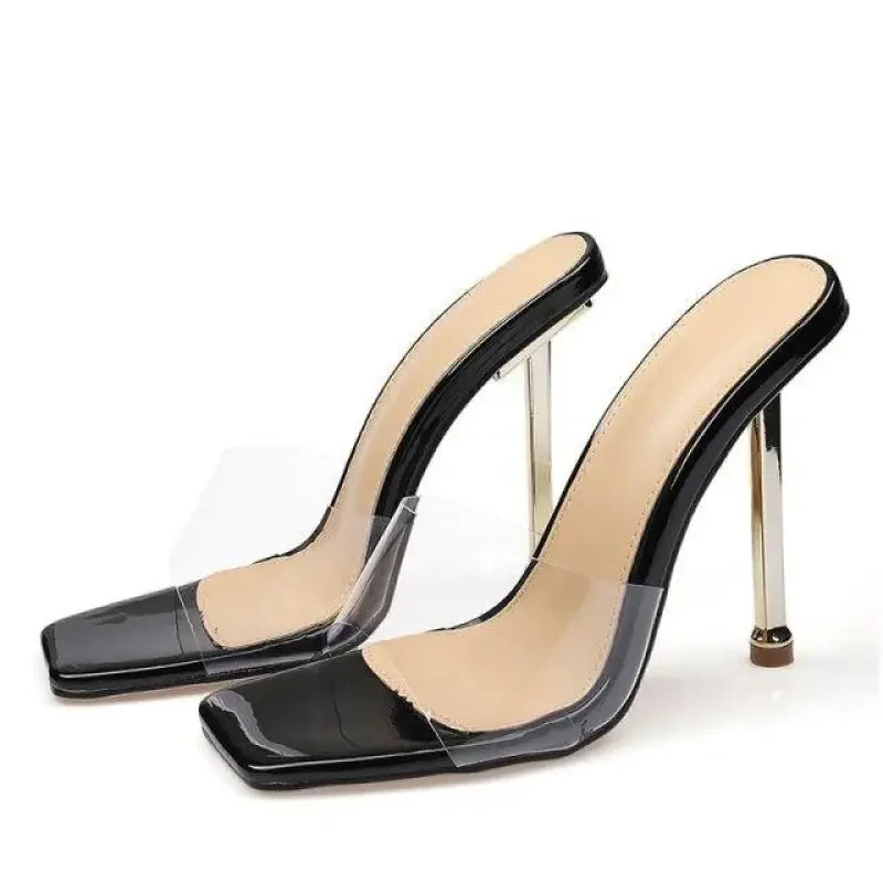 Transparent Square toe Heels | Fashionsarah.com