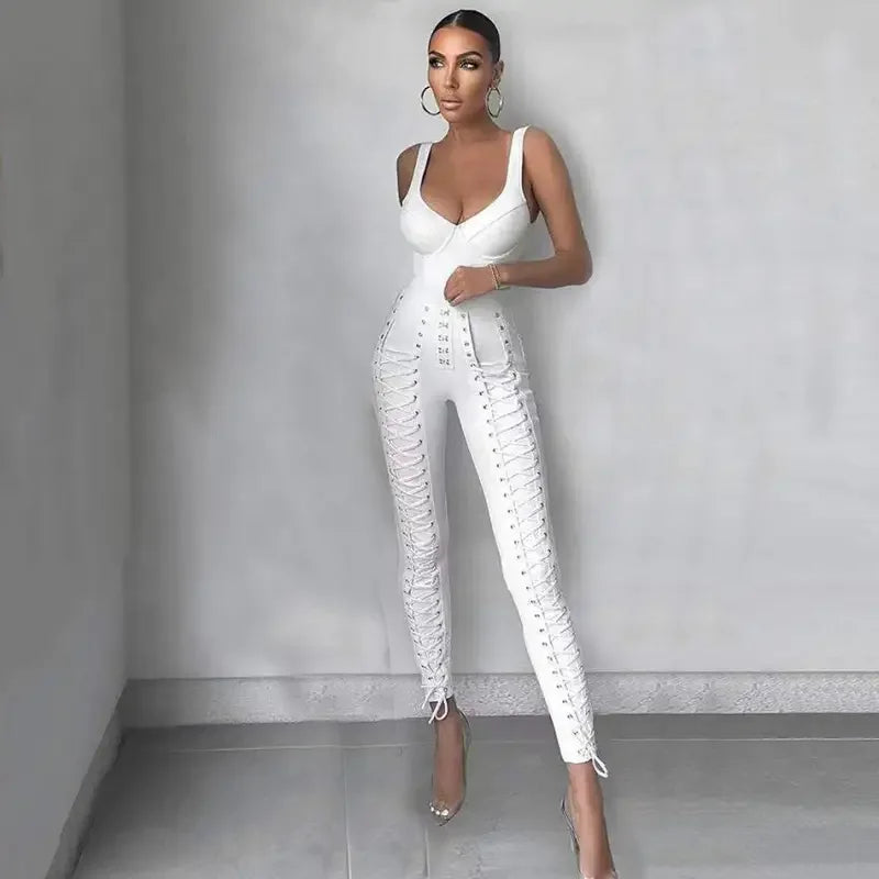 Women Top & Lace-Up Pencil Pants | Fashionsarah.com
