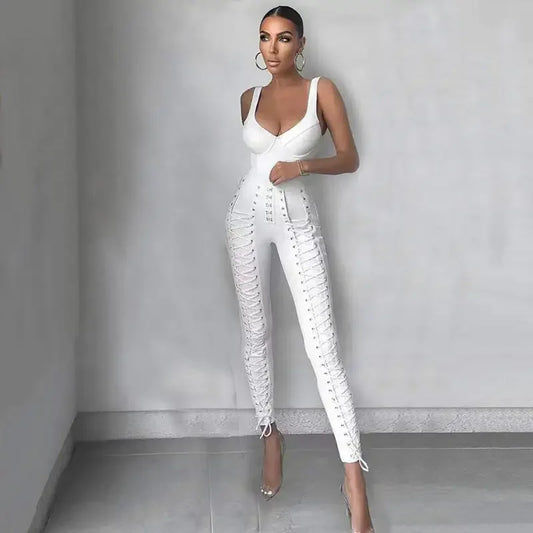 Women Top & Lace-Up Pencil Pants | Fashionsarah.com