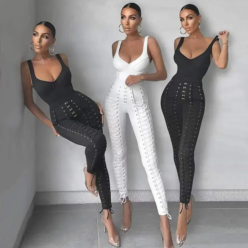 Women Top & Lace-Up Pencil Pants | Fashionsarah.com