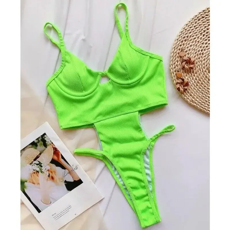 Green neon Monokini | Fashionsarah.com