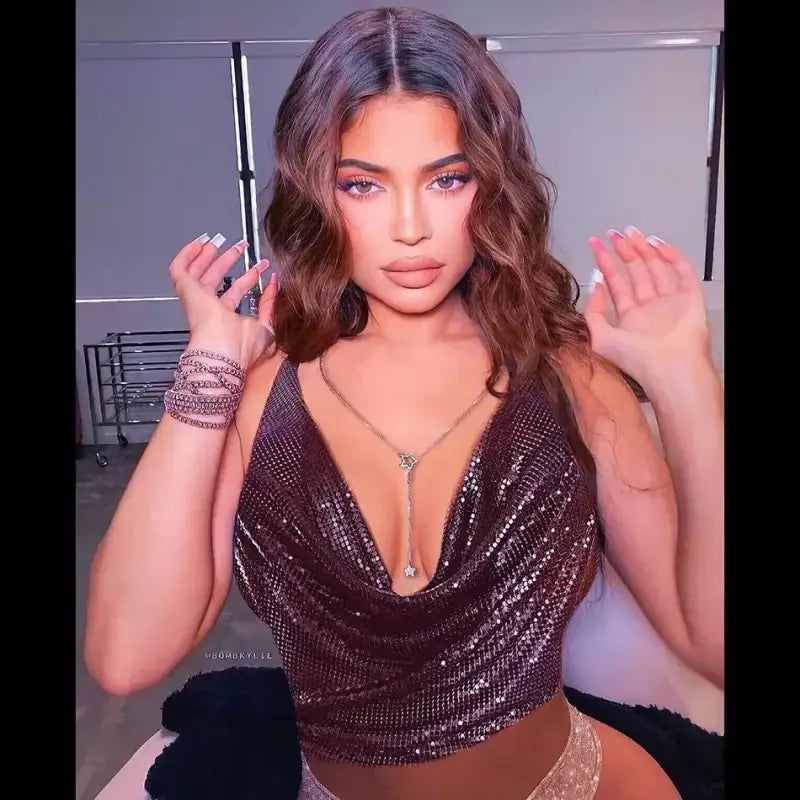 Women Shiny Crystal Tops | Fashionsarah.com