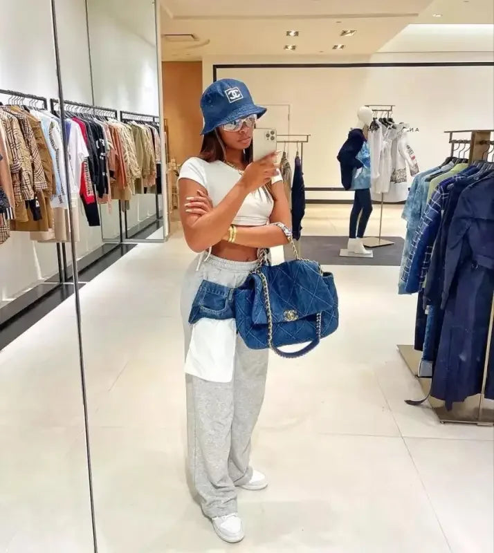 Women Sport Pants with Denim Pocket | Fashionsarah.com