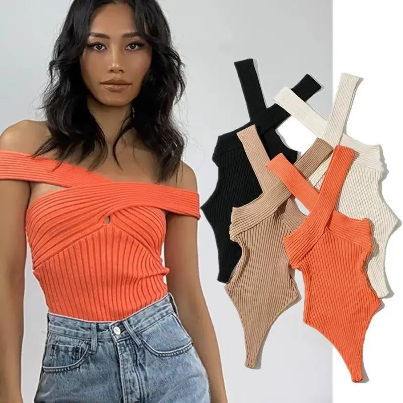 Cross Halter Knitting Bodysuits | Fashionsarah.com