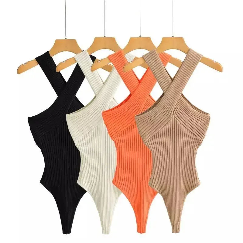 Cross Halter Knitting Bodysuits | Fashionsarah.com