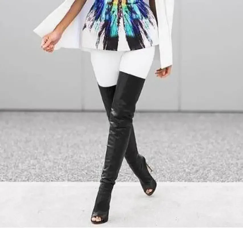 Peep Toe Over The Knee Boots | Fashionsarah.com