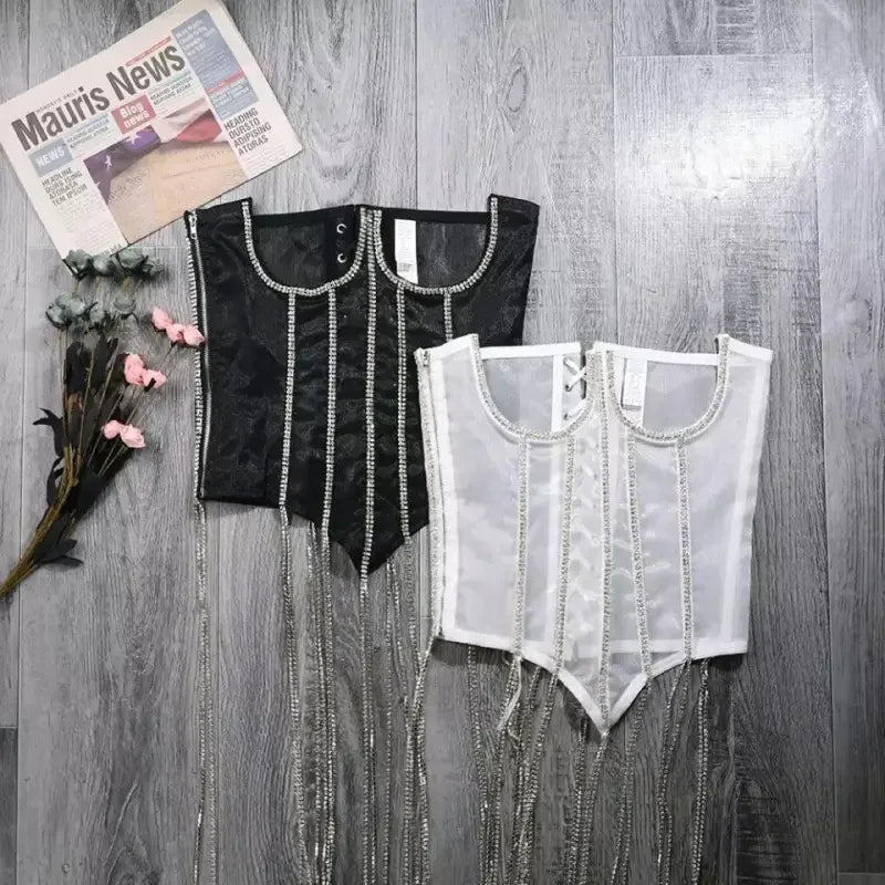Women Luxury Corset Top with Rhinestone | Fashionsarah.com